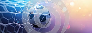 Soccer Ball in Goal. Multicolor Background