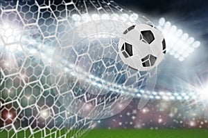 Soccer ball in goal net