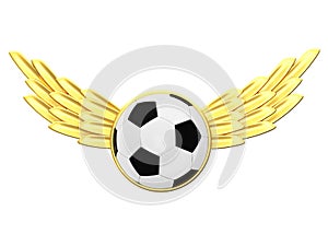 Soccer ball with gold wings