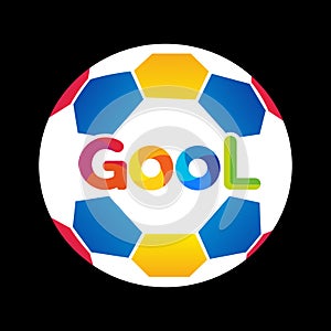 Soccer ball with gool word in gradient for sport expression concept
