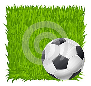 Soccer ball on grass field background. football theme