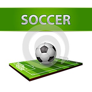 Soccer ball and grass field emblem