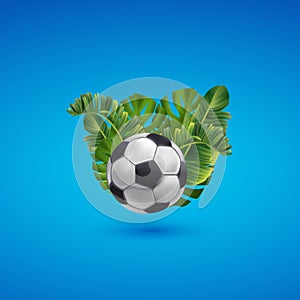 Soccer ball on grass, Football or soccer ball isolated vector sports accessory. Equipment for playing game, championship