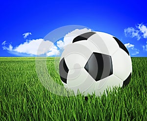 Soccer ball on green grass