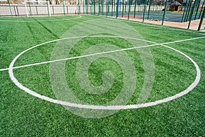 soccer ball green grass field, soccer line