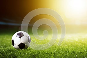 Soccer ball on ground grass stadium football game sport competition event championship match artificial green grass lawn