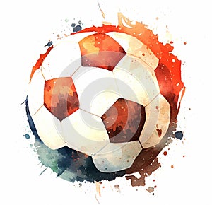Soccer ball hand drawn watercolor illustration championship