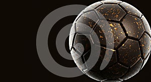 A soccer ball with a hexagonal and pentagonal pattern is depicted.