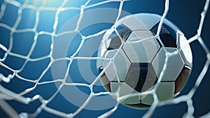 Soccer Ball Hitting the Back of the Net in a Goal. Generative ai