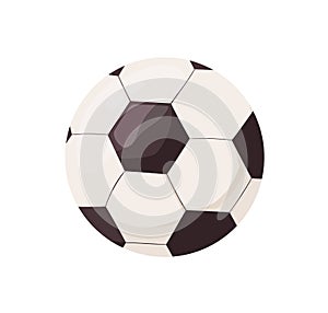 Soccer ball icon. European football equipment. Hexagon soccerball. Sports circle object for field game. Realistic flat