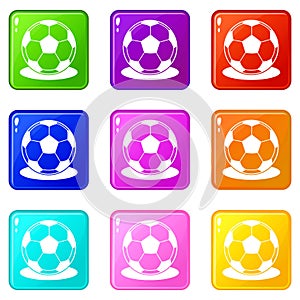 Soccer ball icons 9 set