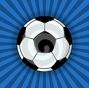 Soccer Ball Illustration over blue striped background