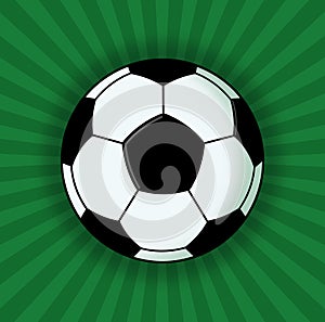 Soccer ball illustration over green stripes background