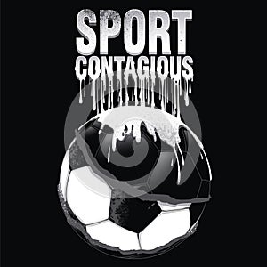 Soccer ball illustration with white text