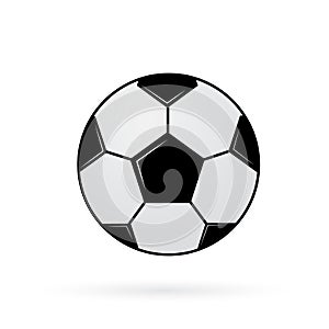 Soccer ball isolated on white. Football icon in flat style. Cartoon sport vector illustration