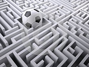 Soccer ball in the labyrinth maze