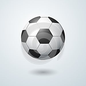 Soccer ball on a light background with a shadow A symbol of football sports games Decorative design element Isolate the ball