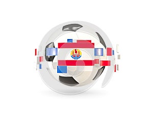 Soccer ball with line of flags. Flag of french polynesia