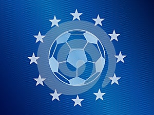 Soccer ball in the middle of European Union flag. Football vector background.