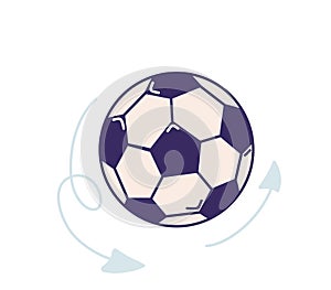 Soccer ball, move arrow vector illustration. Soccerball isolated on white background photo