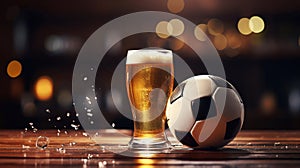 Soccer Ball and Mug of Beer Create the Ultimate Match. Generative AI