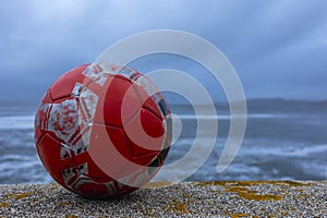 A soccer ball in the natural element.