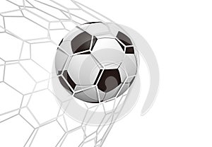 Soccer ball in net isolated, football ball in goal net on a transparent white background