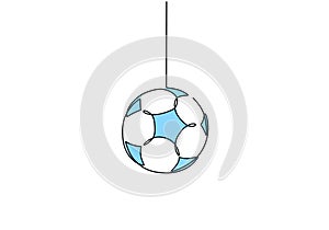 Soccer Ball One Line Drawing: Continuous Hand Drawn Sport Theme Object