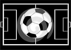 Soccer ball over field layout