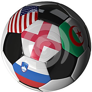Soccer ball over white with 4 flags - Group C 2010