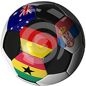 Soccer ball over white with 4 flags - Group D 2010