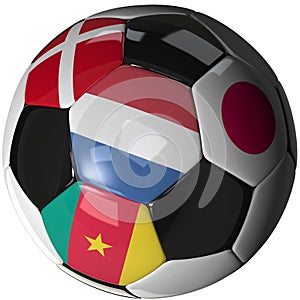 Soccer ball over white with 4 flags - Group E 2010