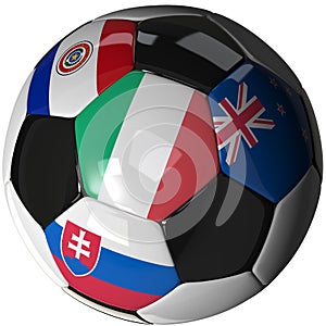 Soccer ball over white with 4 flags - Group F 2010