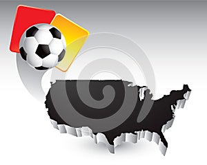 Soccer ball and penalty card by united states icon