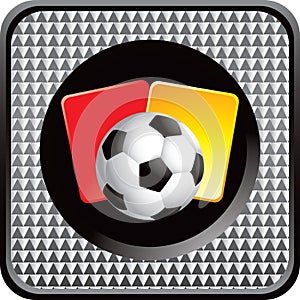 Soccer ball and penalty cards on silver web button