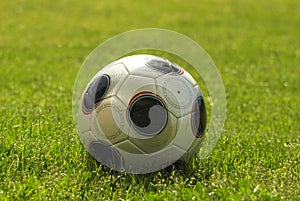 Soccer ball in playing field