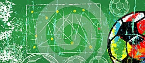 Soccer ball and playing field, great soccer event this year, super grunge soccer or football mock up, free copy space