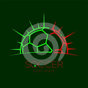 Soccer ball with radius frame logo icon outline stroke set dash line design illustration