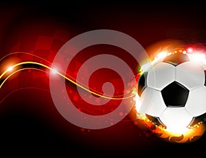 Soccer ball on red background