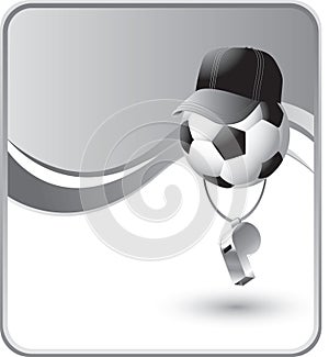 Soccer ball referee with a whistle