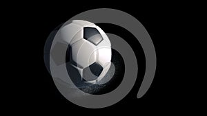 Soccer ball revealing from approaching planet Earth