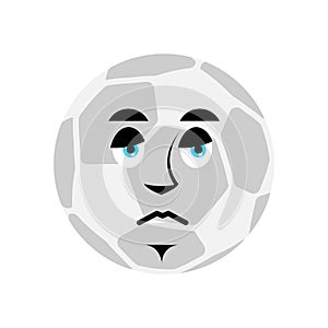 Soccer ball sad Emoji. Football Ball sorrowful emotion avatar