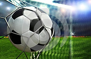 A soccer ball scores into the opponent