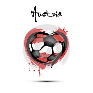 Soccer ball shaped as a heart in color of Austria flag