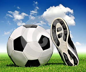 Soccer ball and shoes