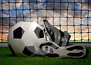 Soccer ball and shoes