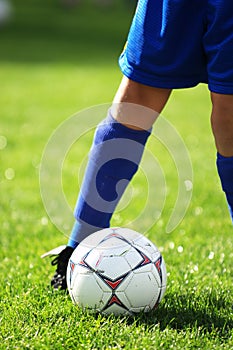 Soccer ball and soccer player