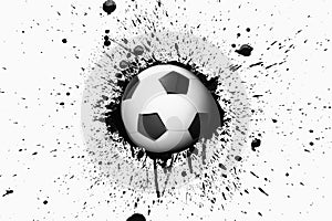 Soccer ball with splattered ink