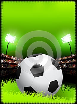 Soccer Ball on Stadium Background