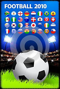 Soccer Ball on Stadium Background with Buttons